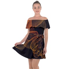 Circle Fractals Pattern Off Shoulder Velour Dress by HermanTelo