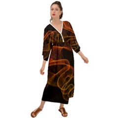 Circle Fractals Pattern Grecian Style  Maxi Dress