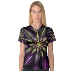 Fractal Flower Floral Abstract V-neck Sport Mesh Tee