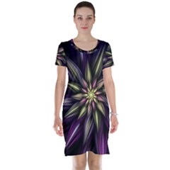 Fractal Flower Floral Abstract Short Sleeve Nightdress