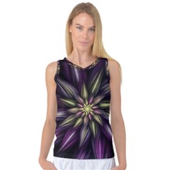 Fractal Flower Floral Abstract Women s Basketball Tank Top by HermanTelo