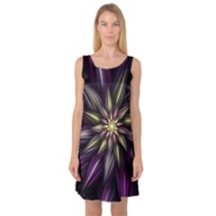 Fractal Flower Floral Abstract Sleeveless Satin Nightdress