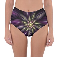 Fractal Flower Floral Abstract Reversible High-waist Bikini Bottoms