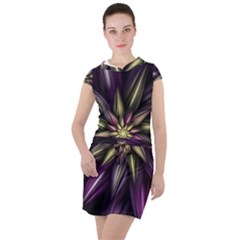 Fractal Flower Floral Abstract Drawstring Hooded Dress by HermanTelo