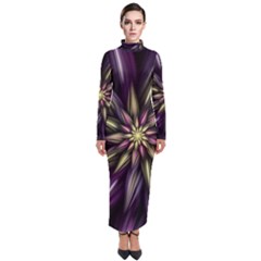 Fractal Flower Floral Abstract Turtleneck Maxi Dress