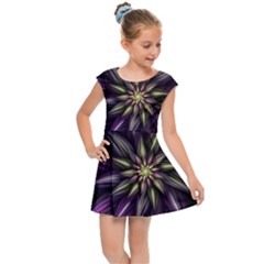 Fractal Flower Floral Abstract Kids  Cap Sleeve Dress