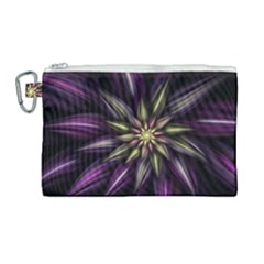 Fractal Flower Floral Abstract Canvas Cosmetic Bag (large)