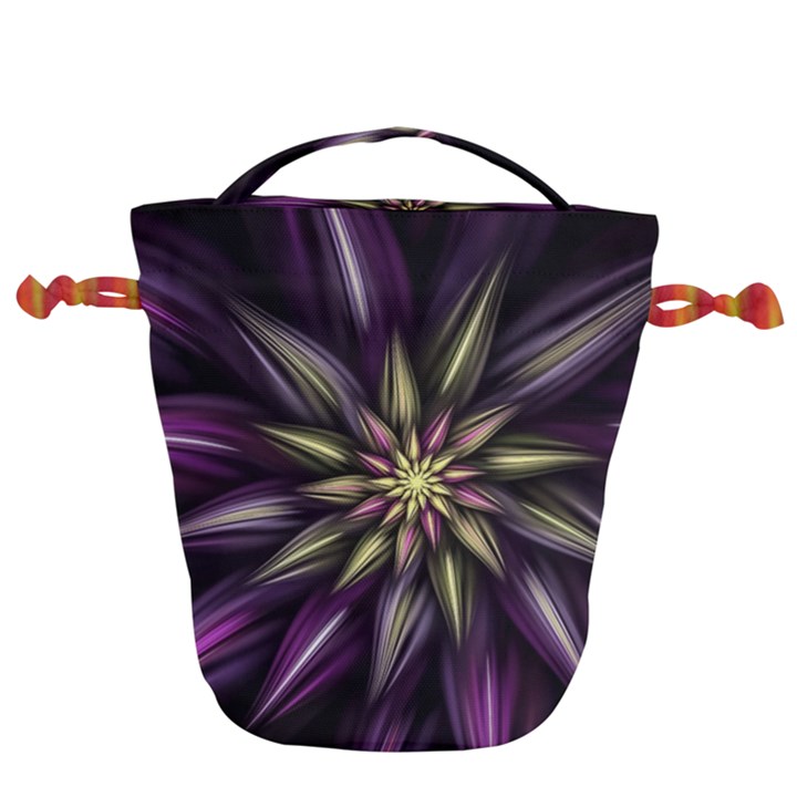 Fractal Flower Floral Abstract Drawstring Bucket Bag