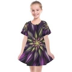 Fractal Flower Floral Abstract Kids  Smock Dress