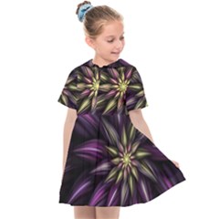 Fractal Flower Floral Abstract Kids  Sailor Dress