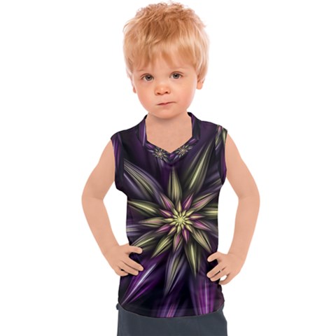 Fractal Flower Floral Abstract Kids  Sport Tank Top by HermanTelo