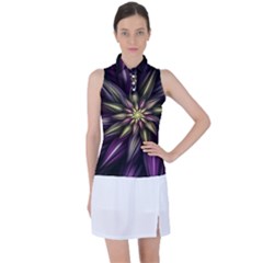 Fractal Flower Floral Abstract Women s Sleeveless Polo Tee