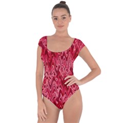 Background Abstract Surface Red Short Sleeve Leotard 