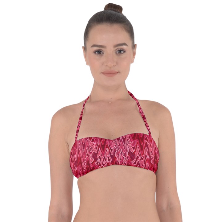 Background Abstract Surface Red Halter Bandeau Bikini Top