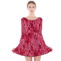 Background Abstract Surface Red Long Sleeve Velvet Skater Dress by HermanTelo