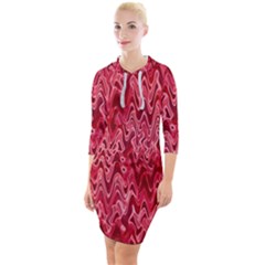 Background Abstract Surface Red Quarter Sleeve Hood Bodycon Dress