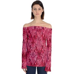 Background Abstract Surface Red Off Shoulder Long Sleeve Top by HermanTelo