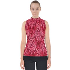 Background Abstract Surface Red Mock Neck Shell Top by HermanTelo