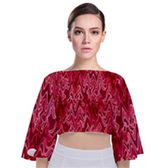 Background Abstract Surface Red Tie Back Butterfly Sleeve Chiffon Top by HermanTelo