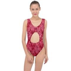 Background Abstract Surface Red Center Cut Out Swimsuit