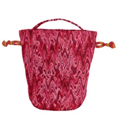 Background Abstract Surface Red Drawstring Bucket Bag by HermanTelo