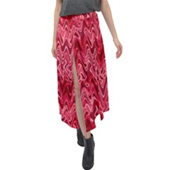 Background Abstract Surface Red Velour Split Maxi Skirt