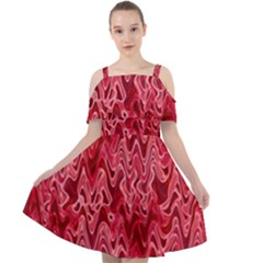 Background Abstract Surface Red Cut Out Shoulders Chiffon Dress