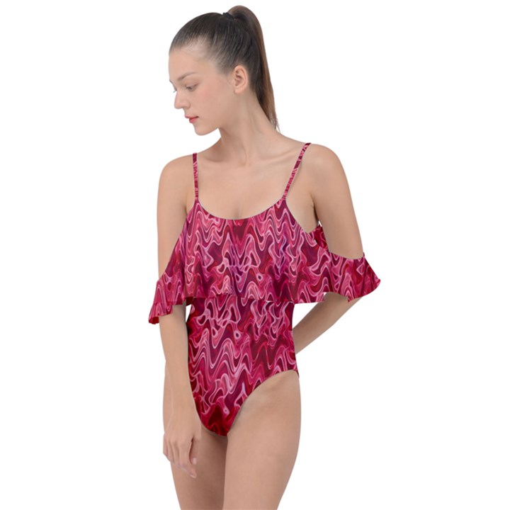 Background Abstract Surface Red Drape Piece Swimsuit