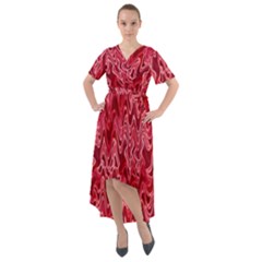 Background Abstract Surface Red Front Wrap High Low Dress by HermanTelo