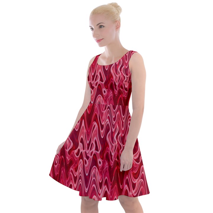 Background Abstract Surface Red Knee Length Skater Dress