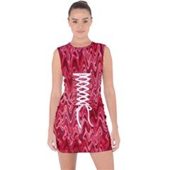 Background Abstract Surface Red Lace Up Front Bodycon Dress by HermanTelo