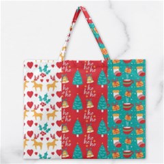 Funny Christmas Pattern Zipper Large Tote Bag by Vaneshart