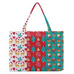 Funny Christmas Pattern Zipper Medium Tote Bag by Vaneshart