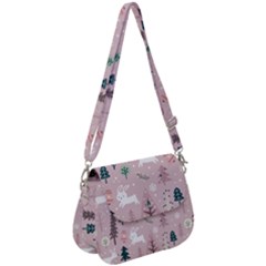 Winter Season Seamless Pattern Decoration Saddle Handbag