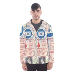 Christmas Postal Pattern Men s Hooded Windbreaker by Vaneshart