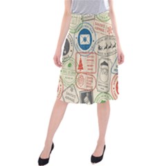 Christmas Postal Pattern Midi Beach Skirt by Vaneshart