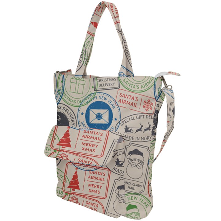 Christmas Postal Pattern Shoulder Tote Bag