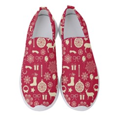 Christmas Pattern Background Women s Slip On Sneakers by Vaneshart