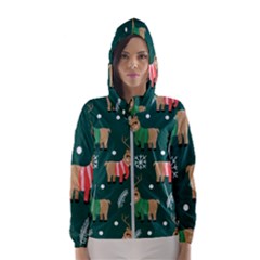 Cute Christmas Pattern Doodl Women s Hooded Windbreaker by Vaneshart