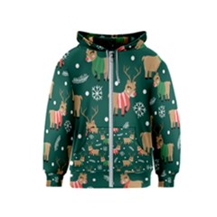 Cute Christmas Pattern Doodl Kids  Zipper Hoodie by Vaneshart