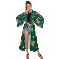 Cute Christmas Pattern Doodl Maxi Kimono by Vaneshart