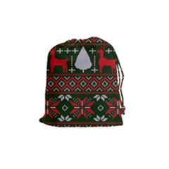 Christmas Pattern Knitted Design Drawstring Pouch (medium)