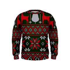 Christmas Pattern Knitted Design Kids  Sweatshirt