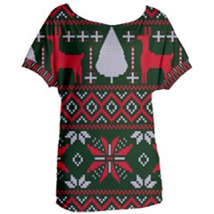 Christmas Pattern Knitted Design Women s Oversized Tee by Vaneshart