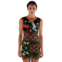 Christmas Pattern Knitted Design Wrap Front Bodycon Dress by Vaneshart