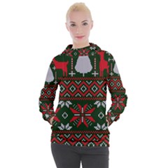 Christmas Pattern Knitted Design Women s Hooded Pullover