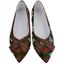 Christmas Pattern Knitted Design Women s Bow Heels