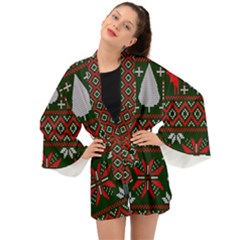 Christmas Pattern Knitted Design Long Sleeve Kimono