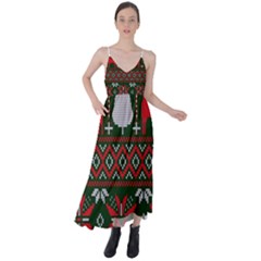 Christmas Pattern Knitted Design Tie Back Maxi Dress