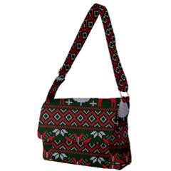 Christmas Pattern Knitted Design Full Print Messenger Bag (l)